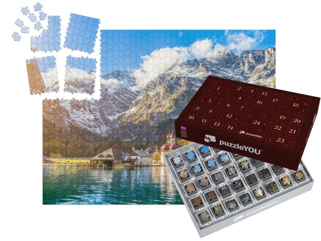 Adventní kalendář „Malebná horská krajina u jezera Königssee v Bavorsku, Německo“