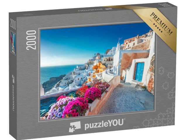 puzzle 2000 dílků „Malebný pohled na Santorini, Řecko“