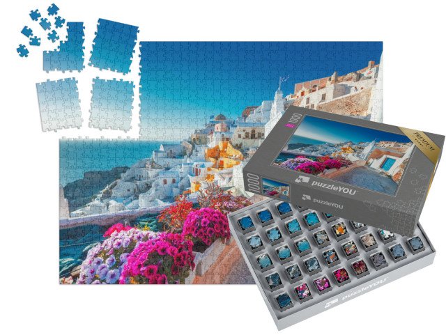 SMART SORTED® | Puzzle 1000 dílků „Malebný pohled na Santorini, Řecko“