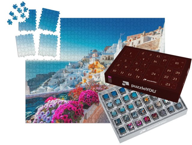 Adventní kalendář „Malebný pohled na Santorini, Řecko“