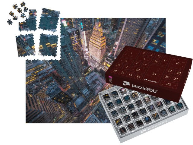 Adventní kalendář „Manhattan, New York, pohled z ptačí perspektivy, USA“