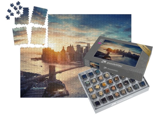 SMART SORTED® | Puzzle 1000 dílků „Manhattan při západu slunce, New York, USA“