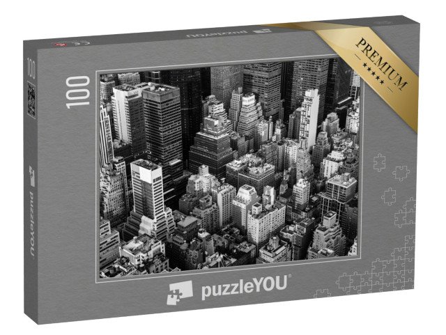puzzle 100 dílků „Manhattan ze vzduchu, černobíle, New York, USA“