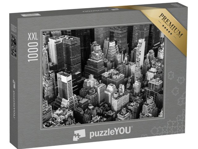 puzzle 1000 dílků XXL „Manhattan ze vzduchu, černobíle, New York, USA“