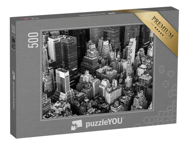puzzle 500 dílků „Manhattan ze vzduchu, černobíle, New York, USA“