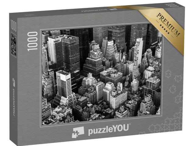 puzzle 1000 dílků „Manhattan ze vzduchu, černobíle, New York, USA“