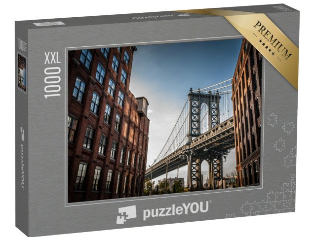 puzzle 1000 dílků XXL „Manhattanský most z úzké uličky, léto v New Yorku, USA“