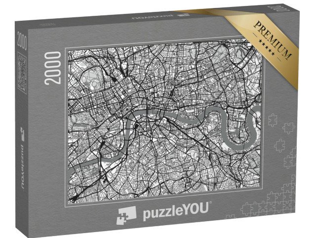 puzzle 2000 dílků „Mapa města Londýn, Anglie“
