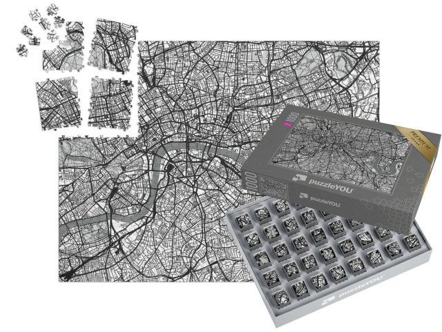 SMART SORTED® | Puzzle 1000 dílků „Mapa města Londýn, Anglie“