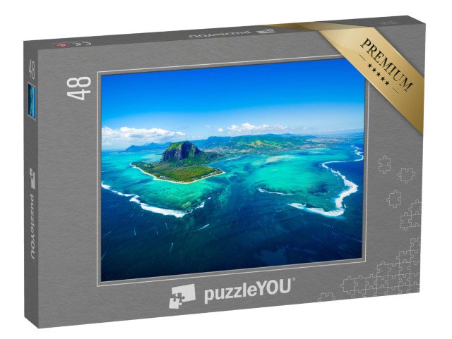 puzzle 48 dílků „Mauricius s horou Le Morne Brabant a podvodním vodopádem“