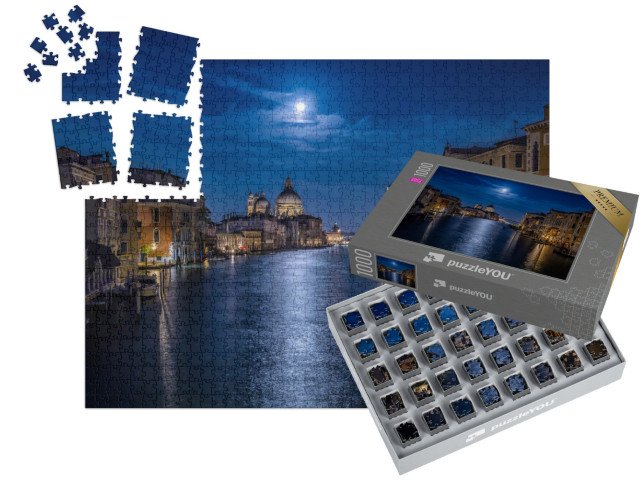 SMART SORTED® | Puzzle 1000 dílků „Měsíční noc nad Velkým kanálem v Benátkách, Itálie“