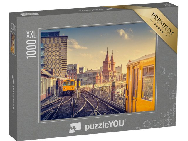 puzzle 1000 dílků XXL „Metro s Oberbaumbrücke při západu slunce, Berlín, Německo“