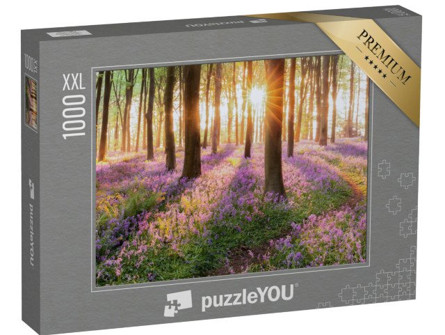 puzzle 1000 dílků XXL „Moře modrých zvonků po ránu v lese“