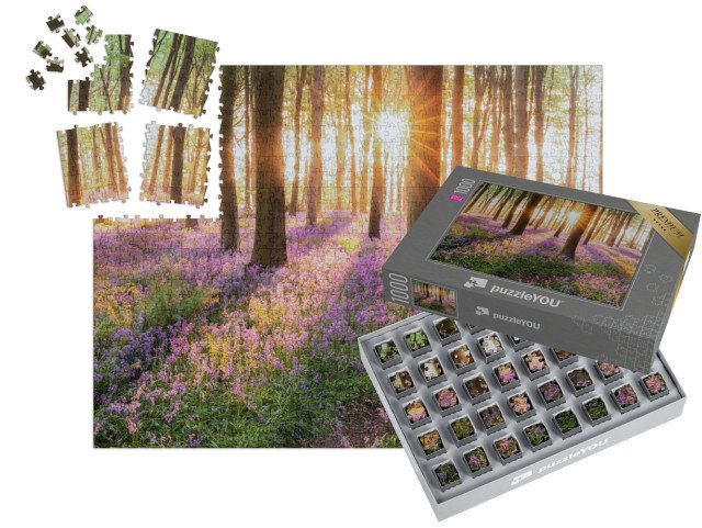 SMART SORTED® | Puzzle 1000 dílků „Moře modrých zvonků po ránu v lese“