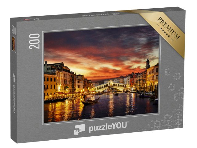 puzzle 200 dílků „Most Rialto při západu slunce, Benátky, Itálie“