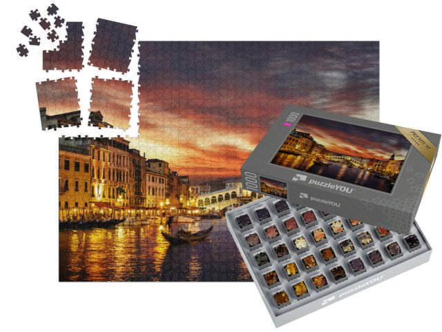 SMART SORTED® | Puzzle 1000 dílků „Most Rialto při západu slunce, Benátky, Itálie“