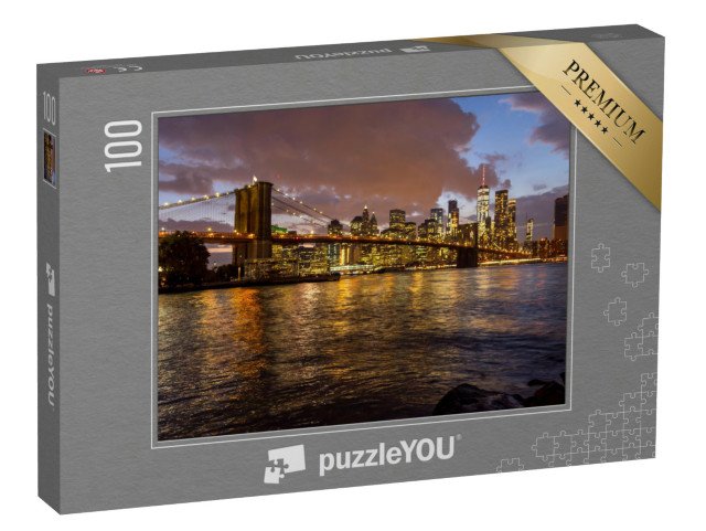 puzzle 100 dílků „Most z Brooklynu na Manhattan v noci, New York, USA“