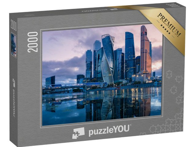 puzzle 2000 dílků „Mrakodrapy v Moskvě: Panorama centra města, Rusko“