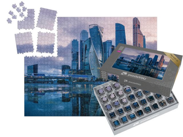 SMART SORTED® | Puzzle 1000 dílků „Mrakodrapy v Moskvě: Panorama centra města, Rusko“