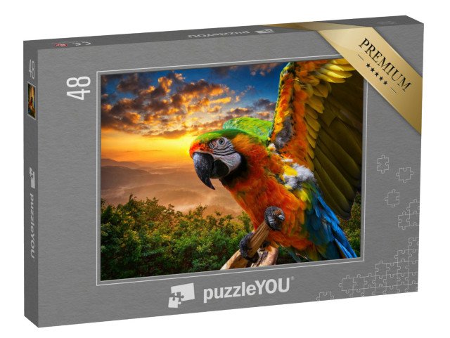 puzzle 48 dílků „Nádherné barvy přírody, makak při západu slunce“