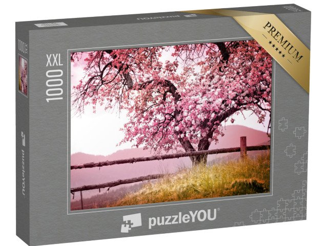 puzzle 1000 dílků XXL „Nádherně kvetoucí prastarý strom v horách“