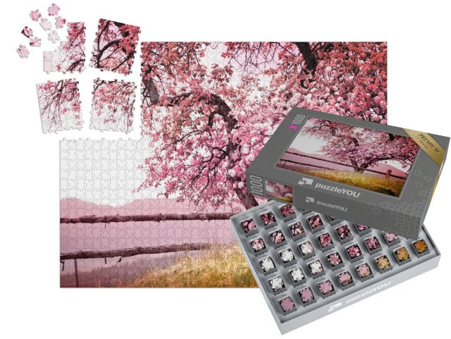 SMART SORTED® | Puzzle 1000 dílků „Nádherně kvetoucí prastarý strom v horách“