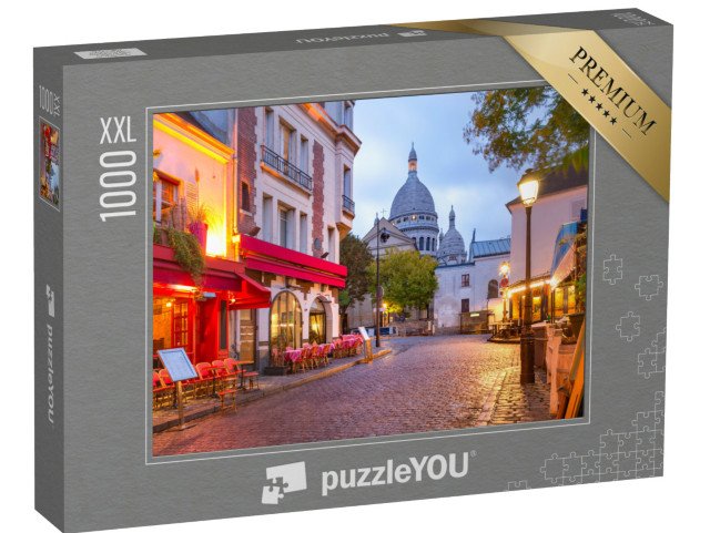 puzzle 1000 dílků XXL „Náměstí Place du Tertre s kavárenskými stolky a Sacre-Coeur, Paříž, Francie“