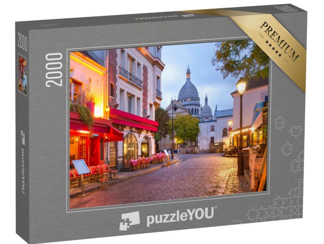 puzzle 2000 dílků „Náměstí Place du Tertre s kavárenskými stolky a Sacre-Coeur, Paříž, Francie“