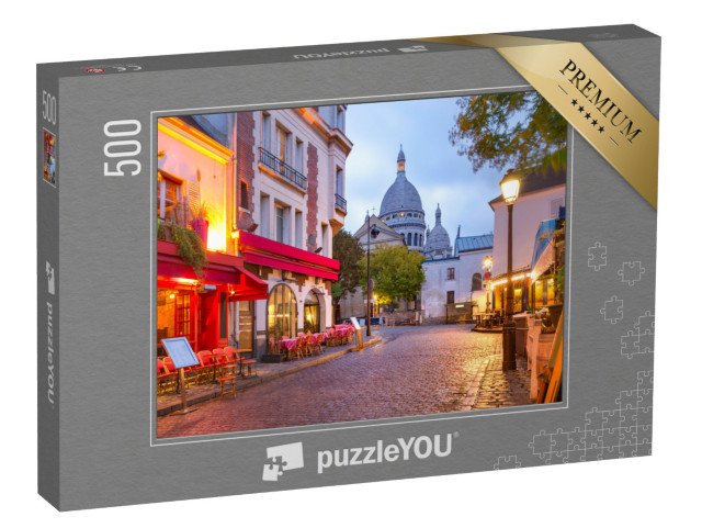puzzle 500 dílků „Náměstí Place du Tertre s kavárenskými stolky a Sacre-Coeur, Paříž, Francie“