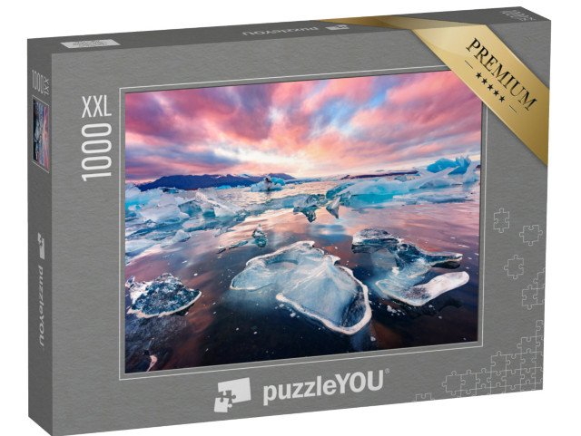 puzzle 1000 dílků XXL „Neuvěřitelná krajina s ledovci v ledovcové laguně Jokulsarlon, Island“