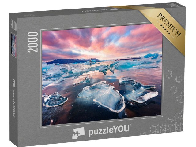 puzzle 2000 dílků „Neuvěřitelná krajina s ledovci v ledovcové laguně Jokulsarlon, Island“