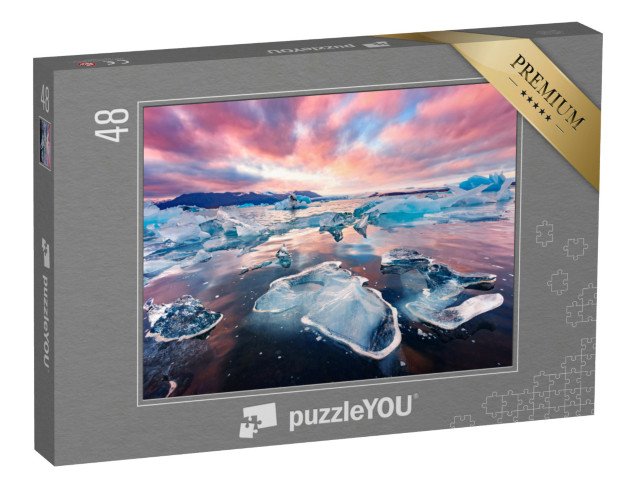puzzle 48 dílků „Neuvěřitelná krajina s ledovci v ledovcové laguně Jokulsarlon, Island“