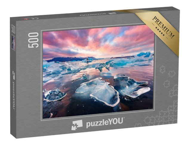 puzzle 500 dílků „Neuvěřitelná krajina s ledovci v ledovcové laguně Jokulsarlon, Island“
