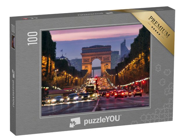 puzzle 100 dílků „Noční dopravní zácpa na Champs-Elysées, Paříž, Francie“