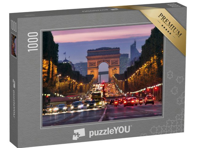 puzzle 1000 dílků „Noční dopravní zácpa na Champs-Elysées, Paříž, Francie“