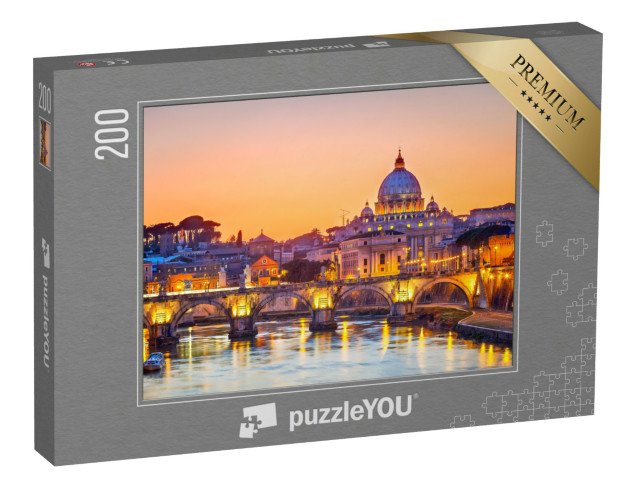 puzzle 200 dílků „Noční pohled na baziliku svatého Petra v Římě, Itálie“