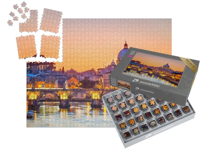 SMART SORTED® | Puzzle 1000 dílků „Noční pohled na baziliku svatého Petra v Římě, Itálie“