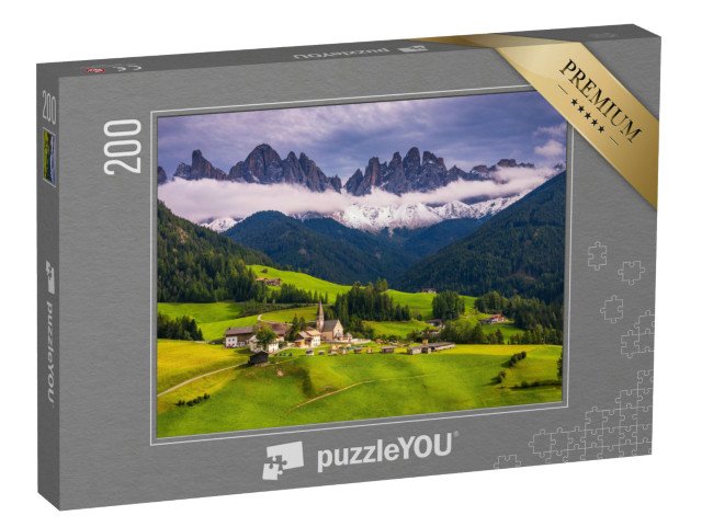 puzzle 200 dílků „Obec St. Magdalena v údolí Val di Funes, Dolomity, Itálie“