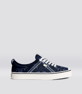 Cariuma OCA Low Navy Bandana Canvas Sneaker - Navy Bandana / Women 10.5 / Men 9