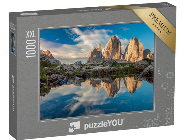 puzzle 1000 dílků XXL „Odraz vody Tří vrcholů, Itálie, Evropa“