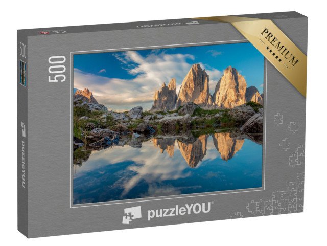 puzzle 500 dílků „Odraz vody Tří vrcholů, Itálie, Evropa“