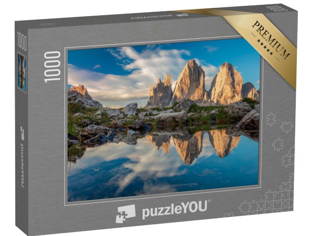 puzzle 1000 dílků „Odraz vody Tří vrcholů, Itálie, Evropa“