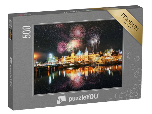 puzzle 500 dílků „Ohňostroj nad Amsterdamem, Holandsko“