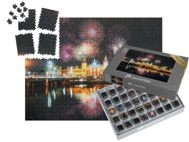 SMART SORTED® | Puzzle 1000 dílků „Ohňostroj nad Amsterdamem, Holandsko“