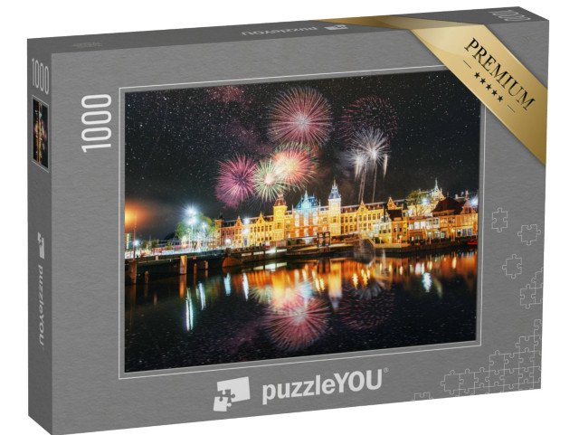 puzzle 1000 dílků „Ohňostroj nad Amsterdamem, Holandsko“