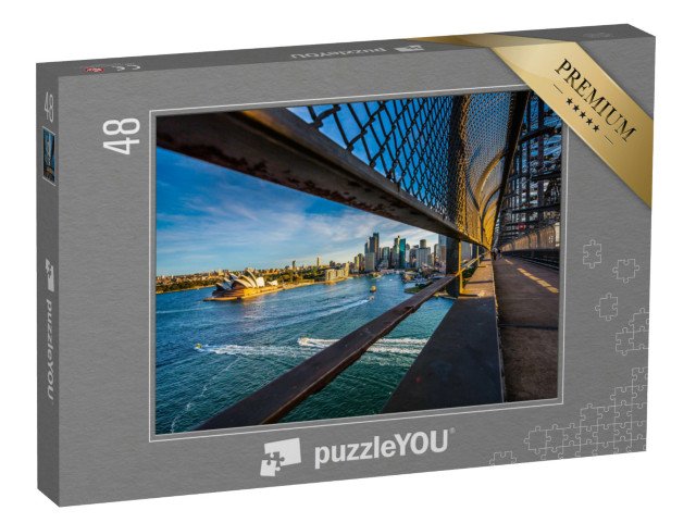 puzzle 48 dílků „Opera na chodníku u přístavního mostu, Sydney, Austrálie“
