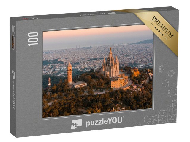 puzzle 100 dílků „Panorama Barcelony s chrámem Sagrat Cor, Španělsko“