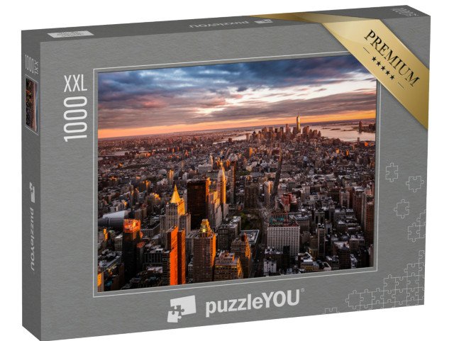 puzzle 1000 dílků XXL „Panorama Manhattanu při západu slunce, USA“