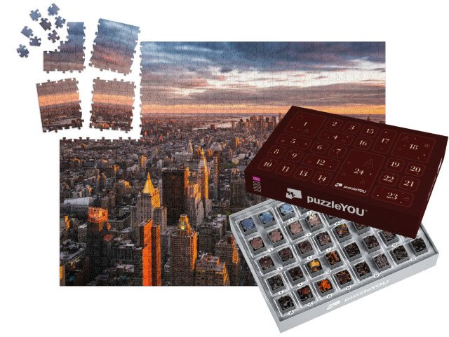 Adventní kalendář „Panorama Manhattanu při západu slunce, USA“