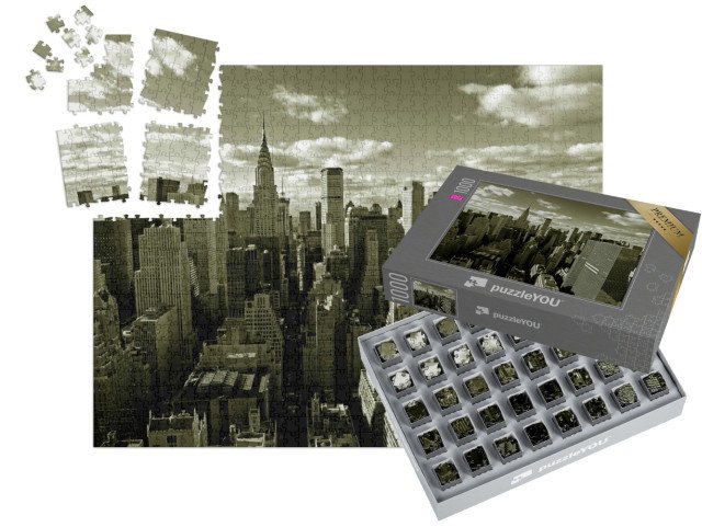 SMART SORTED® | Puzzle 1000 dílků „Panorama Manhattanu za Brooklynským mostem, New York, USA“
